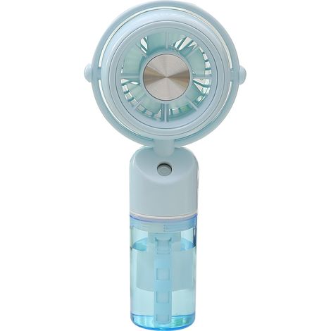 JSSEVN - Mini ventilador eléctrico portátil recargable para verano, hidratante, silencioso, con carga USB, compacto para uso en exteriores y viajes (azul) (1/5)