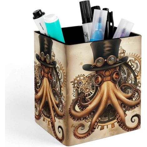 Porte-crayons mécaniques pieuvre steampunk pot à crayons organiseur de bureau pour stylos et pinceaux de maquillage (1/5)