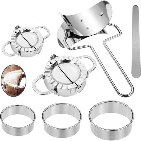 Ravioli Maker et Ravioli Cutter,Lot de 7 Moules a Acier Inoxydable Ustensiles,Pie Crimper Pâtisserie Outils Dumpling Ravioli Moule