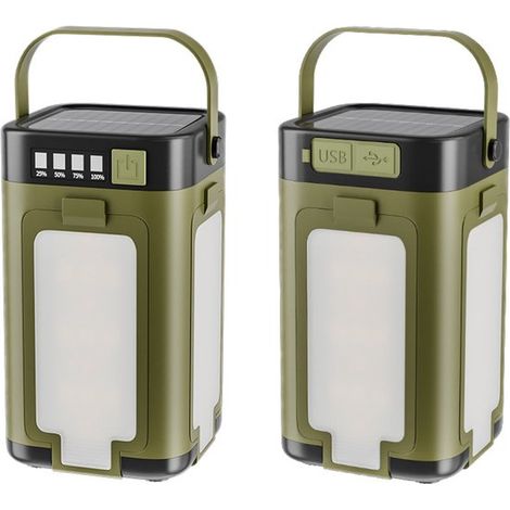1 Stück IPX4 wasserdichte LED Campinglampe mit Solarpanel und Typ C Ladeanschluss, 4 Panel erweiterbares Design, Ladefunktion, für Stromausfälle, (1/5)