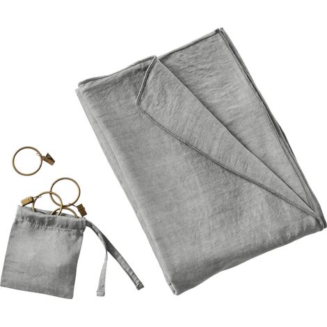 Rideau ajustable LYSANDRE Granit 140 x 270 cm + 8 anneaux pince (1/4)