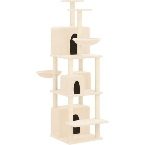 Torre para muebles de árbol para gatos, juguete para trepar, rascador, plataforma para trepar con postes rascadores de sisal, 180 cm, crema 020022503 (1/5)