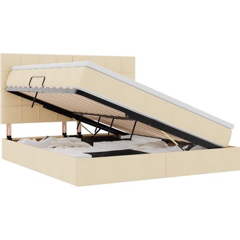 Maison Exclusive - Lit avec rangement et matelas Crème 160 x 200 cm Polyester