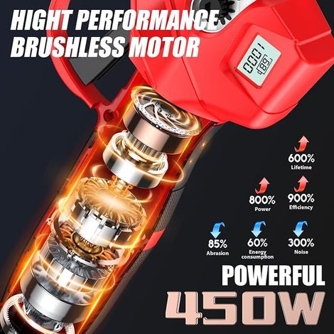 Sécateur Électrique Sans Fil 35 mm avec Moteur Brushless, Élagueur de Jardin avec Écran LCD, Batteries 21V 2000mAh et Lame en Acier SK5, Coupe-Branches pour Arbres, Jardin et Verger (1/4)