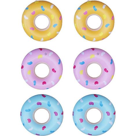 Lot de 6 mini-donuts gonflables pour piscine, jouets gonflables en forme de donut, petites bouées pour enfants - Style 3 (1/4)