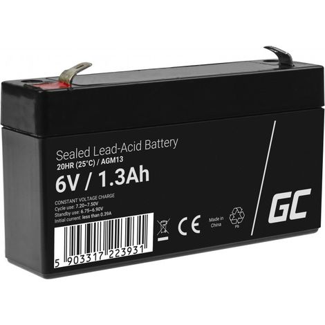 Batterie UPS Green Cell AGM13 Acide de plomb scellé (VRLA) 6 V 1,3 Ah (1/4)