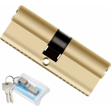 Cylindre de serrure 90 mm double profilé – Laiton avec protection anti-perçage – 8 clés – Verrouillable des deux côtés (1/5)