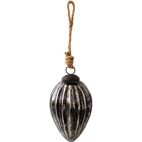 Boule de Noël en Verre Décoration de Sapin Noir et Argenté Style Rustique Ø 7 cm - PANGIVO