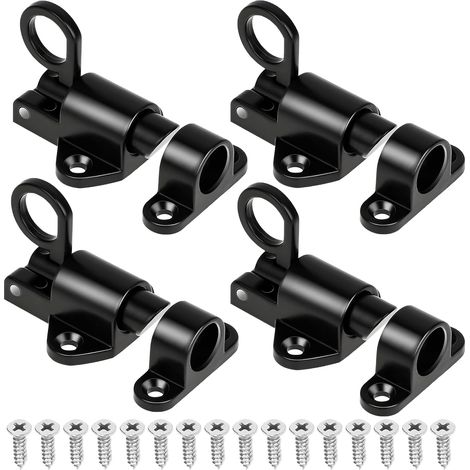 Lot de 4 loquets de porte automatiques à ressort avec vis Verrou coulissant à ressort pour portes en bois, fenêtres, portes d'armoire, abri de jardin, portail (1/5)