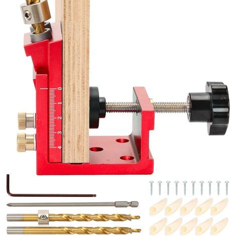 Kit de plantilla para agujeros ocultos, plantilla de perforación de tornillos de bolsillo de metal de 15 grados, juego de sistema de plantilla para agujeros de espigas ocultas, herramienta para ángulo (1/5)