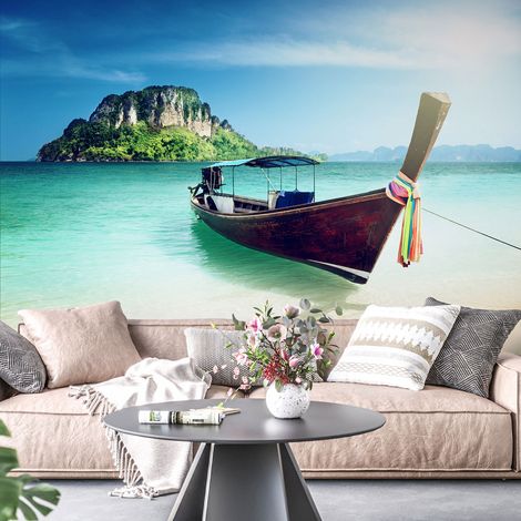 Papier peint panoramique - Bateau Thaïlande - 130 cm x 86 cm (1/4)