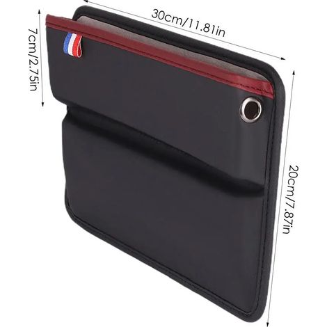 (noir rouge) Organisateur de siège auto avec rangement intégré pour siège, pochette de rangement pour portefeuille ou téléphone. (1/5)
