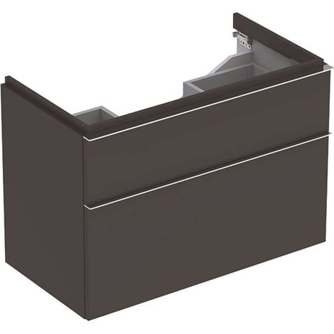 Mobile lavabo Geberit iCon base, con due cassetti: Larghezza 89cm, Altezza 62cm, Profondità 47,7cm, Grigio Vellutato / Laccato opaco (1/3)