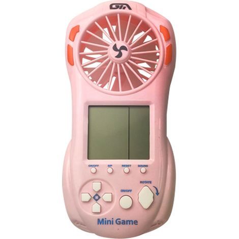 Ventilateur de console de jeu Tetris rose 2 en 1, mini ventilateur portable à suspendre autour du cou (1/3)