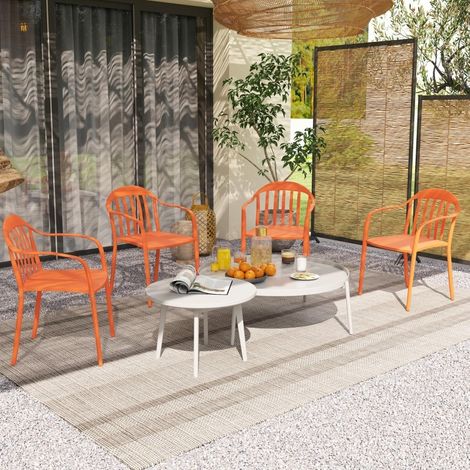 Silla jardín apilable con reposabrazos roja OKMYHOME (1/4)