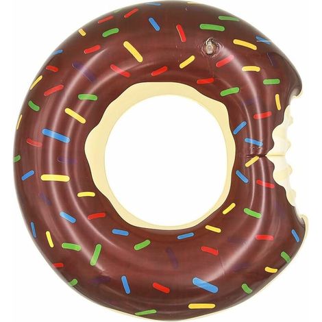 Bouées gonflables en forme de beignet au chocolat pour adultes, 90 cm (35,5 pouces). (1/4)