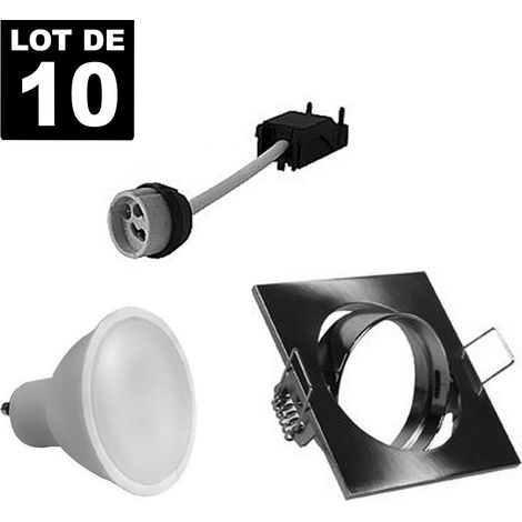 Lotto di 10. Illuminazione da incasso per interni 7W 4500K Luce neutra. GU10 LED Anello da incasso regolabile e inclinabile + lampadina LED + portalampada classe 2 (Clip-On) (1/2)