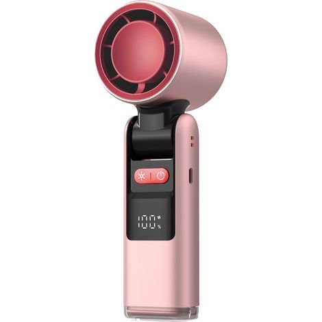 Ventilateur portable haute performance avec écran numérique, 100 niveaux de puissance réglables, design compact et pliable, idéal pour le rafraîchissement personnel – rose