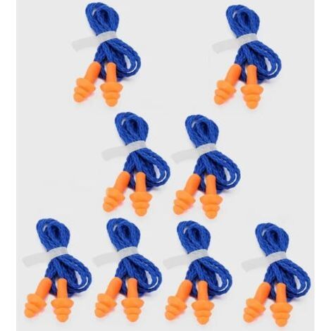 Pair Lntyq Lot de 20 paires de bouchons d'oreilles filaires réutilisables en silicone pour suppression du bruit et protection auditive (orange) (1/5)