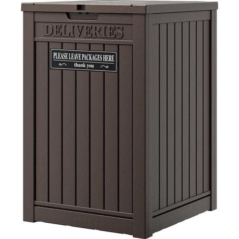 Boîte de livraison de colis pour porche, boîte de rangement de 125 litres avec fermeture sécurisée, grande boîte d'extérieur en résine à double paroi et boîte de terrasse étanche (1/5)