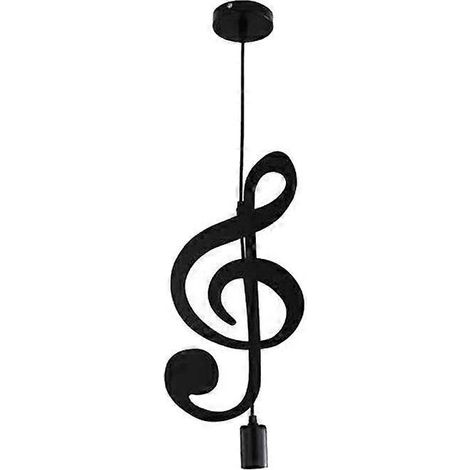 Suspension lumineuse, lustre en fer forgé avec abat-jour en forme de note de musique --- (1/5)