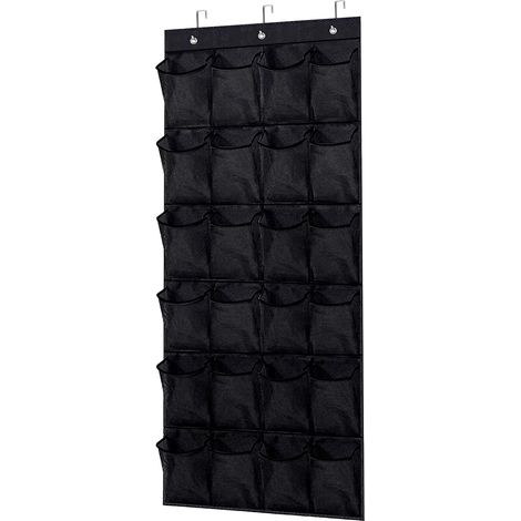 BEBUSINGOTO Organizador de zapatos para puerta, zapatero para puerta - 24 bolsillos de malla extragrandes para colgar zapatos, color negro (1/4)
