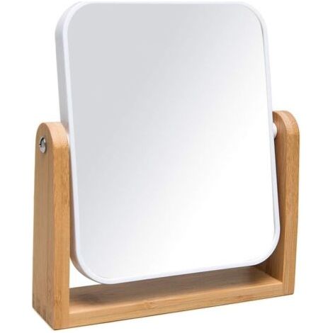 Miroir de Maquillage avec Support, Miroir cosmétiques grossissant Double Face 1X/3X avec Rotation à 360 degrés, Miroir de Table Portable pour Salle de Bain - Blanc (1/5)