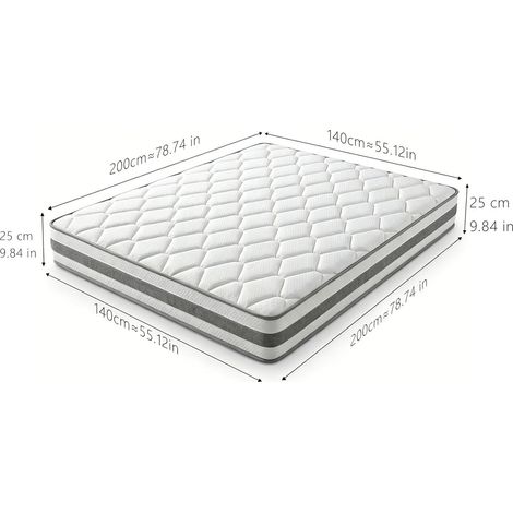 Matratze 140x200 H4 25 cm mit Komfortschaum und 7-Zonen-Taschenfedern, weiß HAVRYA (1/3)