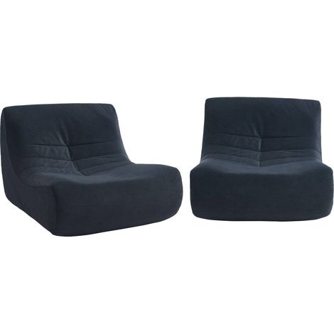 Fauteuil chauffeuse en velours style contemporain 2 places bleu foncé (1/5)