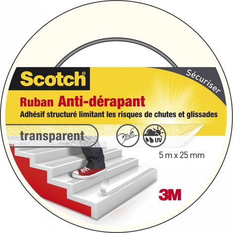 Nastro antiscivolo SCOTCH, un lato L.5 mx l.25 mm trasparente SCOTCH