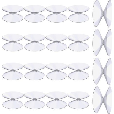 Ventouses Double Face, 20 Pièces 3 cm Ventouses Transparentes, Extra Fortes PVC Plastique Suspension Rideau Isolant Ventouse pour Miroir De Table En Verre, Miroir de fenêtre de salle (1/5)