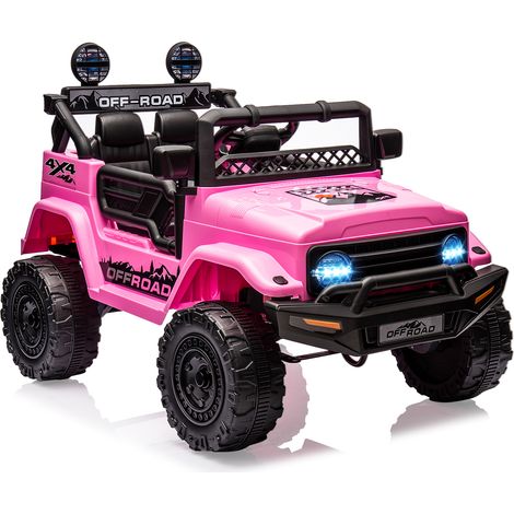 12V Voiture éLectrique pour Enfants avec téléCommande, Musique, LumièRes LED, SystèMe De Suspension, Double Portes, Ceinture De séCurité,rose (1/5)