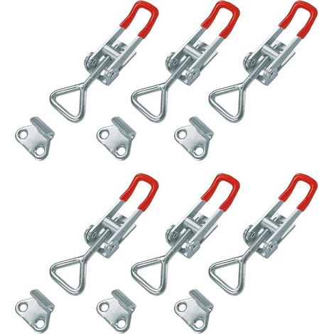 GH-4001 Metall-Kniehebelverschluss, 6 Stück, verstellbare Schnellspann-Kniehebelklemmen mit Schnalle zum Befestigen und Klemmen, Haltekraft 100 kg / 220 lbs