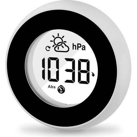 Thermomètre de Fenêtre avec Pression Barométrique et Prévisions Météo, Moniteur de Température Intérieur Extérieur Magnétique, Écran LCD Transparent, Alimenté par Piles pour Serre (Blanc) (1/5)