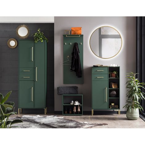 Garderoben Möbel Set mit 80 cm Spiegel KELLA-80 in waldgrün (1/5)