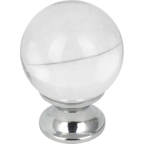 Domino Elegante Crystal D Möbelknopf 30mm in Chrom & Weiß (1/5)