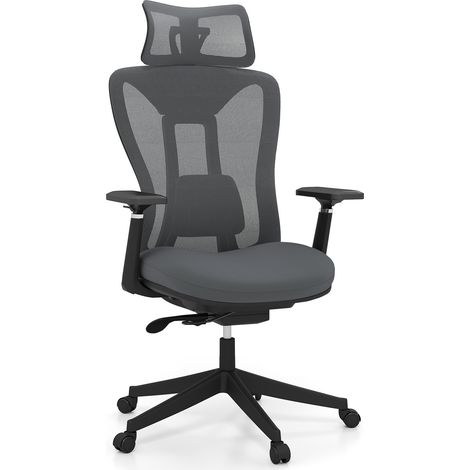 COSTWAY Ergonomic Mesh Office Chair High Back Executive Chair w/Headrest-Grey (1/5)
