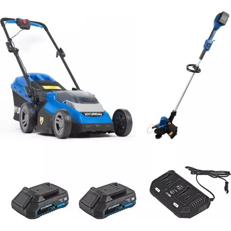 kit macchine brushless 40v hyundai tagliaerba, decespugliatore, 2 batterie e caricabatterie doppio rapido (1/4)
