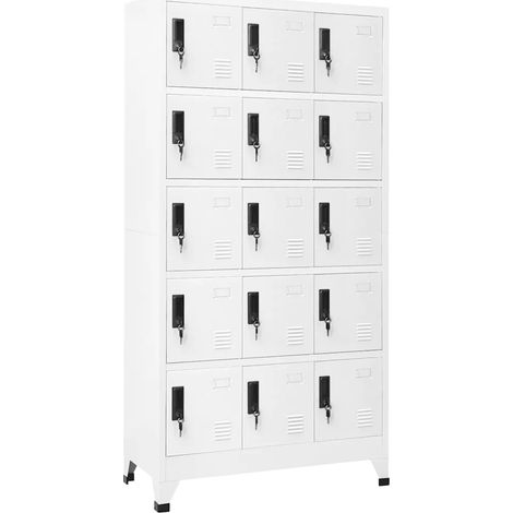 Armadio a schedario moderno portaoggetti 90 x 40 x 180 cm design in acciaio bianco 020047031