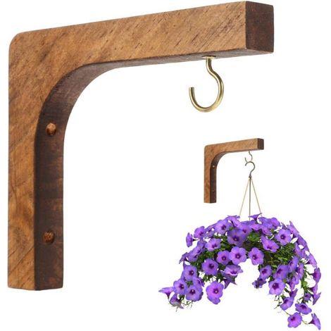 Crochet Mural Bois Pour Plantes Suspension Support Mural Élégant Bois Pour Décoration Intérieure Et Extérieure Équerre Plant[CA250] (1/5)