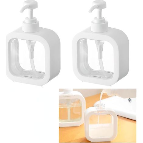 2Pcs Distributeur Savon, 300ML Flacon Pompe Vide, Distributeur Savon Liquide, Distributeur Gel Douche, Distributeur Liquide Vaisselle pour Bain, Cuisine (1/5)