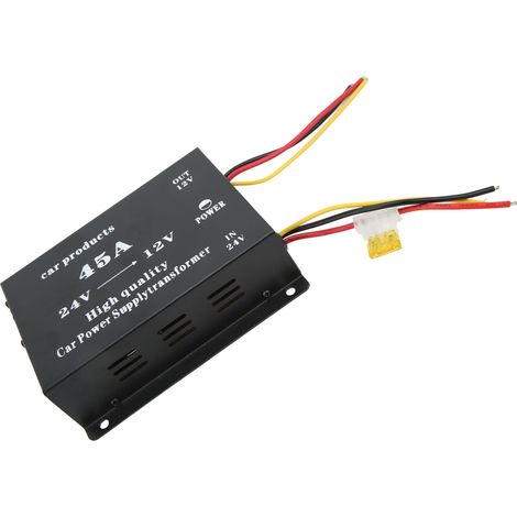 Convertisseur abaisseur DC24V vers 12V 45A, module régulateur de tension avec protection contre les courts-circuits, réducteur de tension professionnel et écologique pour véhicule. (1/5)