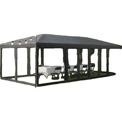 Gazebo, Tissu Durable, Cadre Solide, noir (1/2)