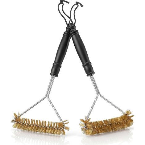 Ensemble de deux brosses en laiton pour barbecue, brosse de nettoyage pour grille en fonte, convient aux barbecues en fonte, aux barbecues à gaz, aux barbecues à charbon et (1/5)