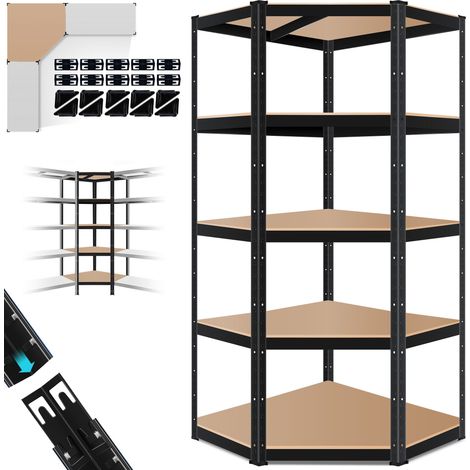 MASKO® Estantería de almacenaje para cargas pesadas 180x75x40cm hasta 875 kg 5 estantes regulables estantería esquinera Negro (1/5)