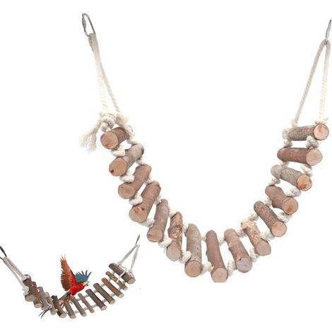 Échelle En Bois Pour Oiseaux - Pont À Cordes - Jouet D'Enrichissement Pour Perroquets Et Perruches - 1 Pièce (1/5)