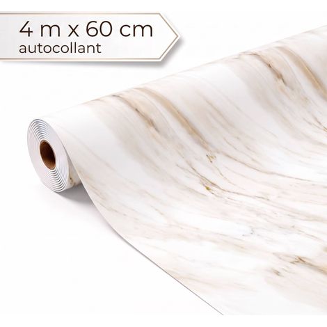 Dalsys revêtement mural autocollant rouleau de 4m x 60cm Ivoire PVC (1/5)