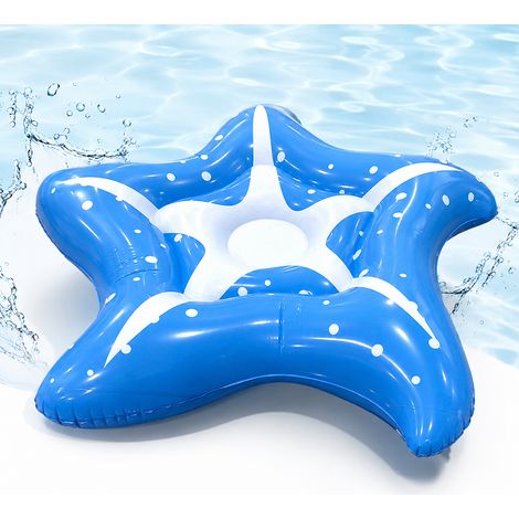 Flotteur gonflable grand étoile bleue, lit flottant pour une personne en PVC épais, radeau aquatique cartoon pour fête de piscine, plage et jeux aquatiques (1/5)