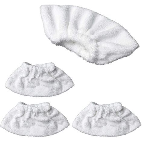 Lot de 4 lingettes de nettoyage vapeur en microfibre pour embout portatif, ensemble de chiffons éponge, housse en coton éponge, compatible avec la plupart des nettoyeurs vapeur (1/5)