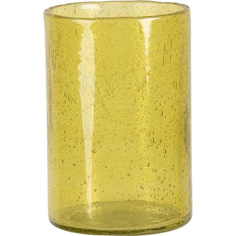 Photophore en verre jaune porte-bougie chauffe-plat pour décoration de table 10 x 15 cm - PANGIVO (1/2)